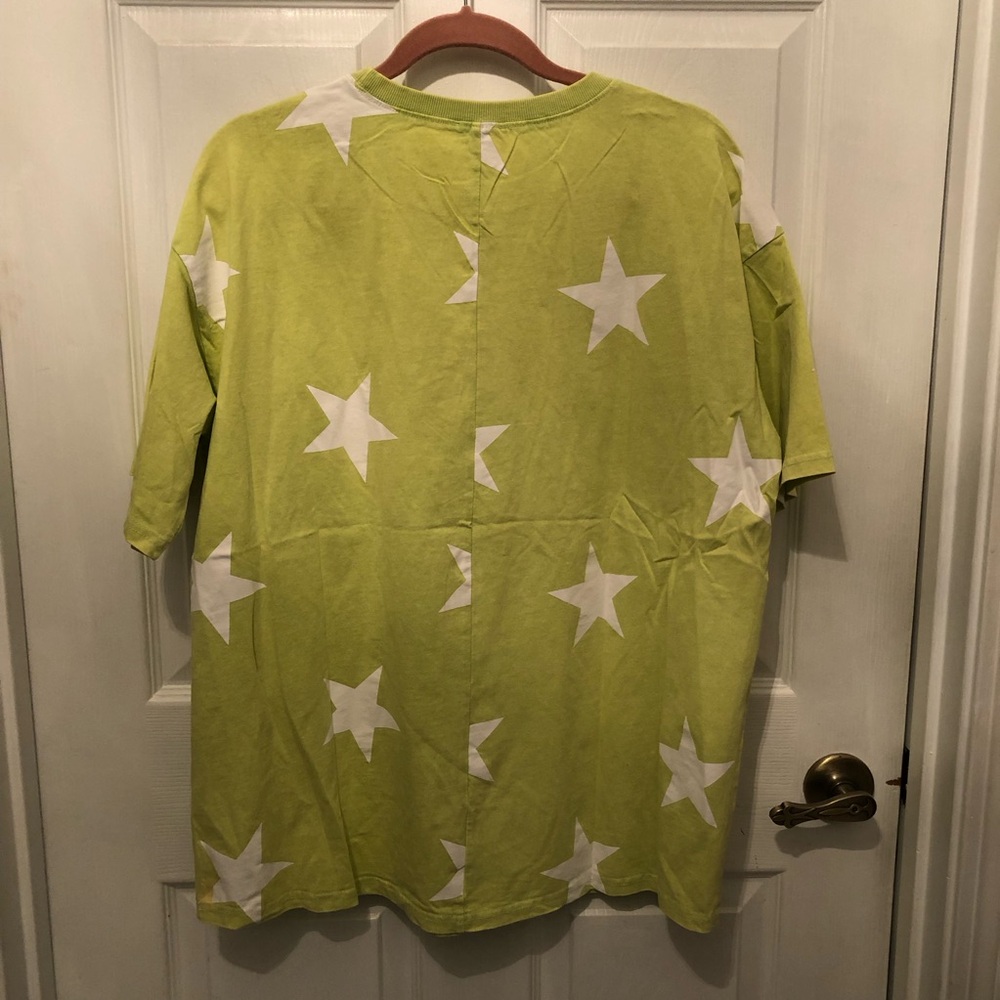 easel tee shirt stars oversized lime green celestial relaxed short sleeve - Picture 4 of 8